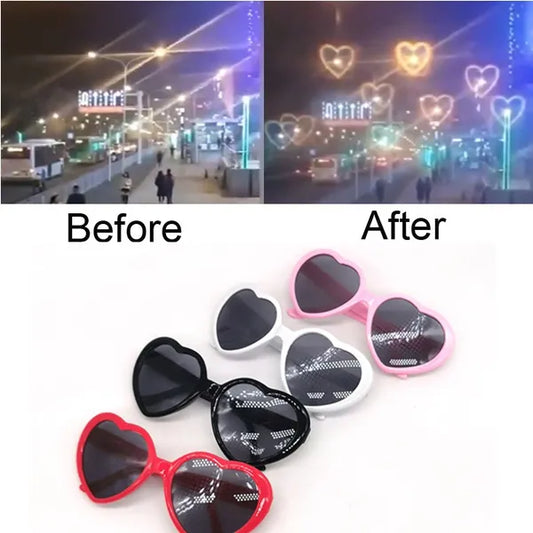 Love & Star Effect Sunglasses (Watch Lights Change to Love Heart Shapes)